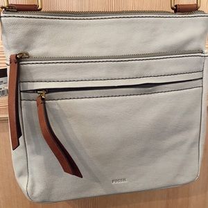 Light Blue Leather Fossil Crossbody Bag